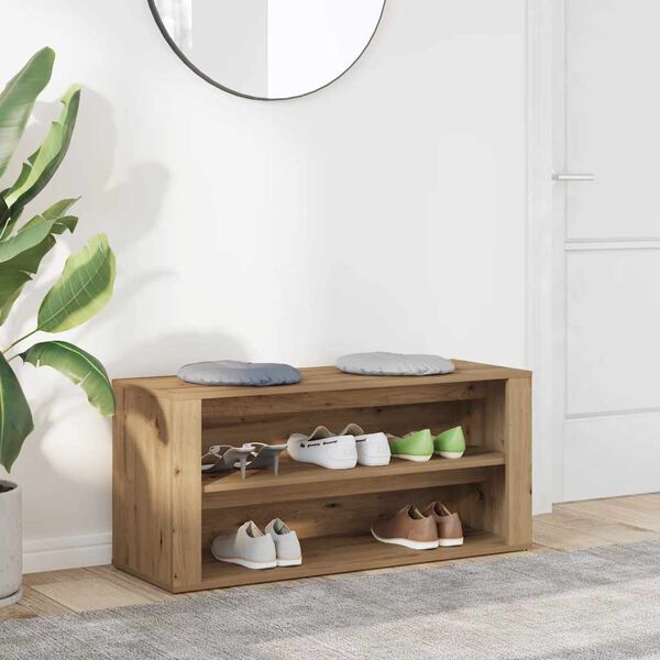 vidaXL Lavica na topánky dub artisan 100x35x45 cm kompozitné drevo