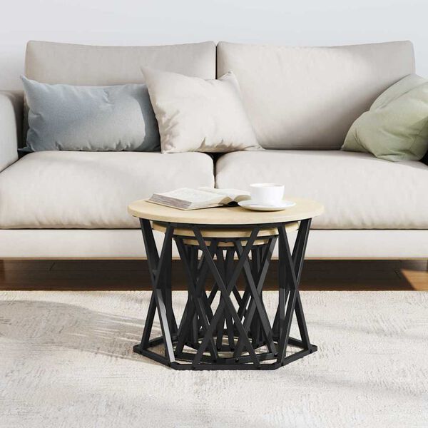 vidaXL Zostaviteľný bočný stôl 3 pcs Sonoma dub