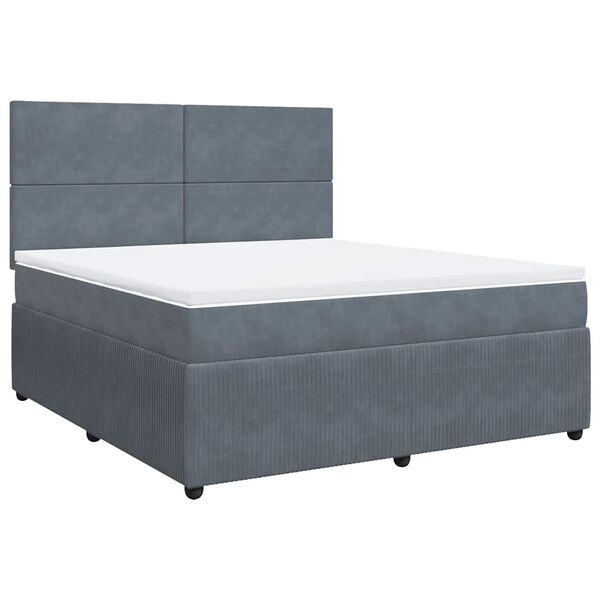 vidaXL Posteľn&yacute; r&aacute;m boxspring s matracom tmavosiv&yacute; 180x200 cm zamat