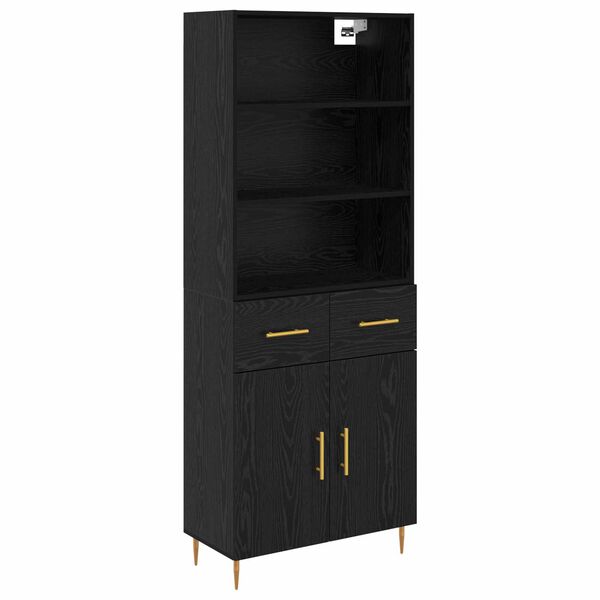 vidaXL Highboard Čierny dub 69,5 x 34 x 180 cm Kompozitn&eacute; drevo