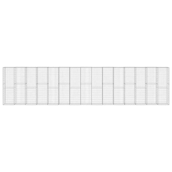 vidaXL Gabiónová stena s krytmi pozinkovaná oceľ 900x50x200 cm