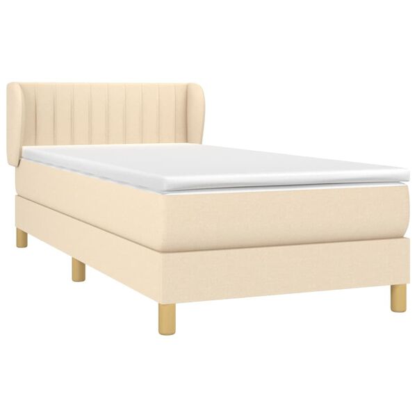 vidaXL Posteľn&yacute; r&aacute;m boxspring s matracom kr&eacute;mov&yacute; 90x190 cm l&aacute;tka