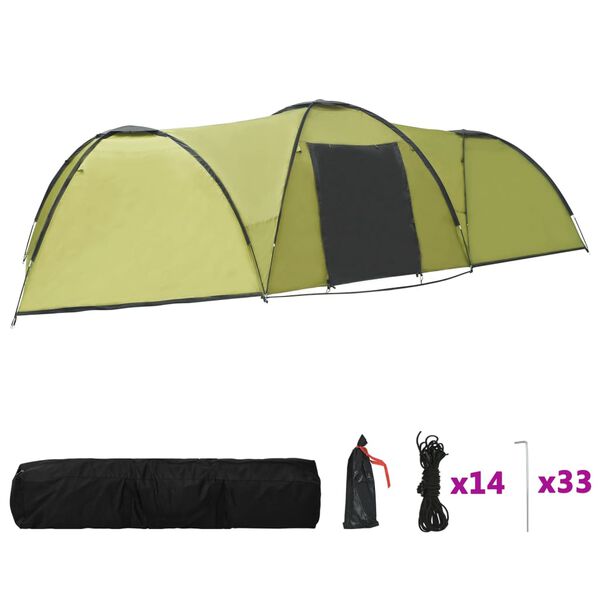 vidaXL Kempingový iglu stan 650x240x190 cm pre 8 osôb, zelený