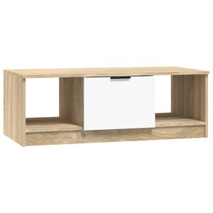 vidaXL Konferenčn&yacute; stol&iacute;k biely a sonoma 102x50x36 cm spracovan&eacute; drevo