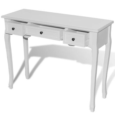 vidaXL Konzolový stolík s 3 zásuvkami, biely