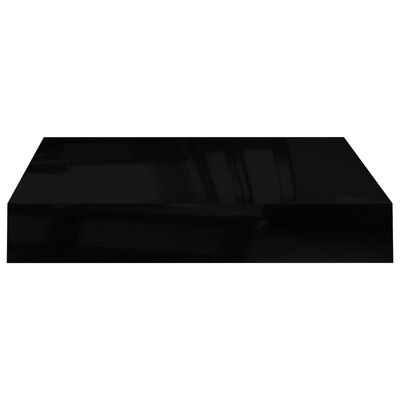 vidaXL Plávajúca nástenná polica, lesklá čierna 23x23,5x3,8 cm, MDF