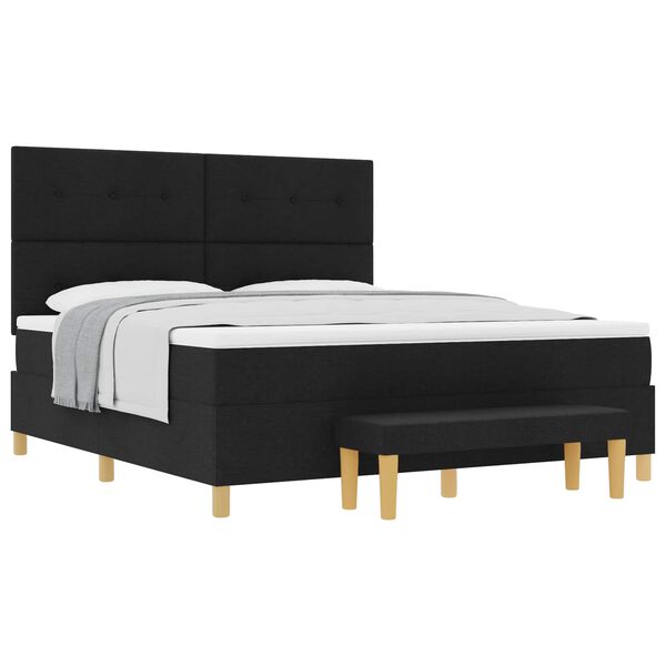 vidaXL Posteľ s pružinov&yacute;m r&aacute;mom s matracmi Čierna 180 x 200 cm l&aacute;tka