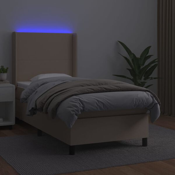 vidaXL Boxspring posteľ matrac a LED kapuč&iacute;nov&aacute; 100x200 cm umel&aacute; koža