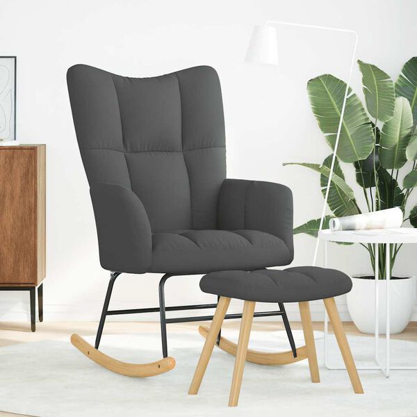 vidaXL Hojdacie kreslo s podnožkou tmavosiv&eacute; l&aacute;tka