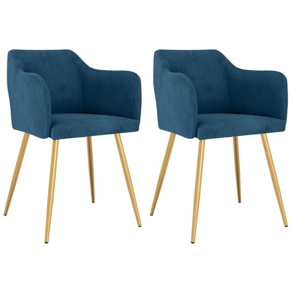 vidaXL Jed&aacute;lensk&eacute; stoličky 2 ks modr&eacute; zamatov&eacute;