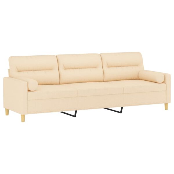 vidaXL 3-miestna pohovka s vank&uacute;&scaron;mi a podložkami kr&eacute;mov&aacute; 210 cm l&aacute;tka