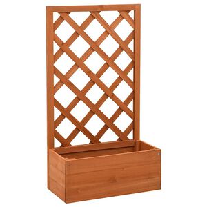 vidaXL Z&aacute;hradn&yacute; kvetin&aacute;č s mriežkou oranžov&yacute; 50x25x90 cm mas&iacute;vne jedľov&eacute; drevo