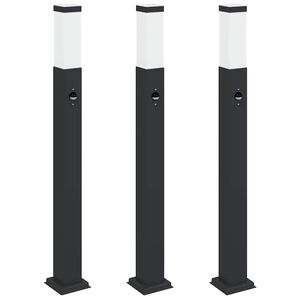 vidaXL Stĺpikov&eacute; svetl&aacute; so senzorom 3 ks 80 cm čierne IP44