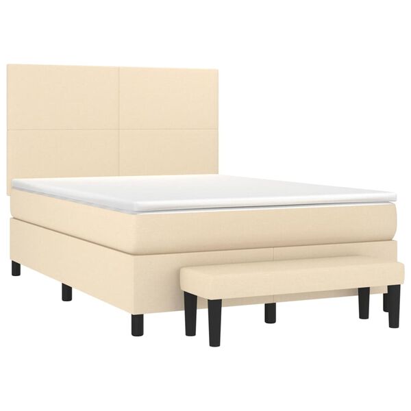 vidaXL Posteľn&yacute; r&aacute;m boxspring s matracom kr&eacute;mov&yacute; 140x200 cm l&aacute;tka