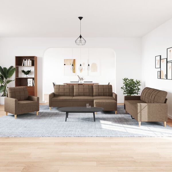 vidaXL 4-dielna sedacia s&uacute;prava s podnožkou hned&aacute; l&aacute;tka