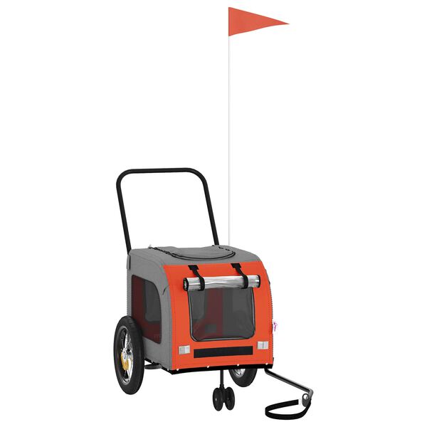 vidaXL Voz&iacute;k za bicykel pre dom&aacute;ce zvierat&aacute; Oranžov&aacute; a &scaron;ed&aacute;