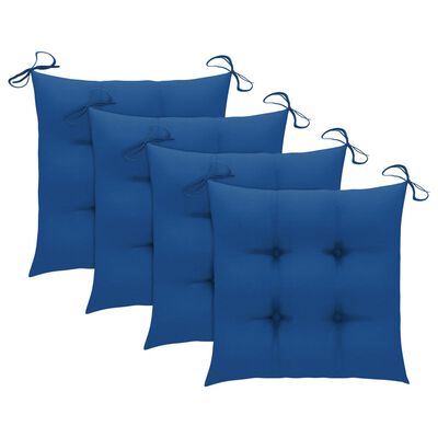 vidaXL Záhradné stoličky 4 ks modré podložky teakový masív