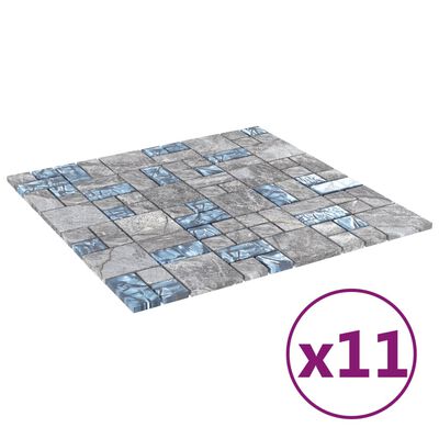 vidaXL Mozaikové dlaždice 11 ks, sivo modré 30x30 cm, sklo