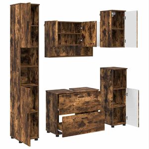 vidaXL Sada k&uacute;peľňov&eacute;ho n&aacute;bytku 5 ks Dymov&aacute; dub 35 x 30 x 192 cm