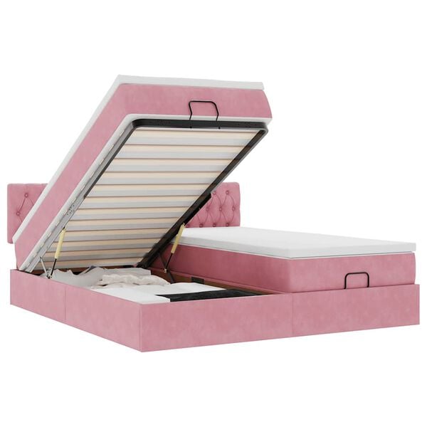 vidaXL Osmansk&yacute; r&aacute;m postele s matracmi ružov&aacute; 160x200 cm zamat