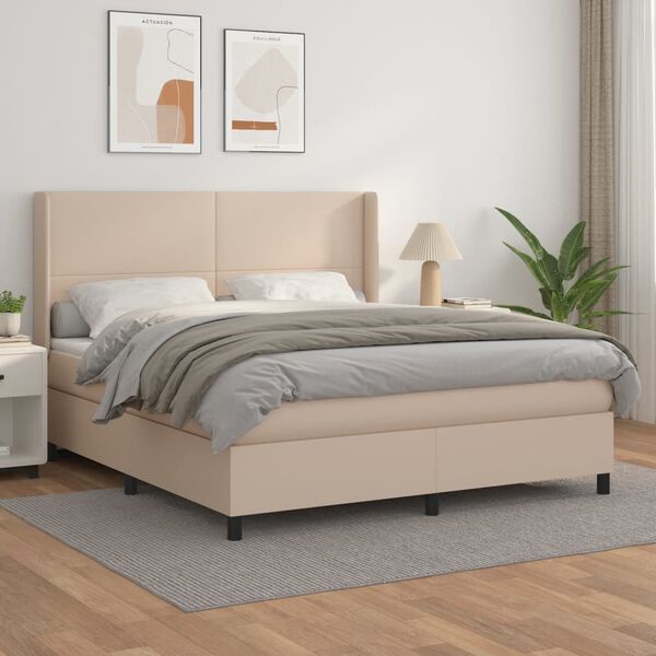vidaXL Boxspring posteľ s matracom kapučínová 180x200 cm umelá koža