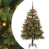 vidaXL Umel&yacute; vianočn&yacute; stromček s pni&scaron;kami Zelen&aacute; 120 cm PVC a PE a kov
