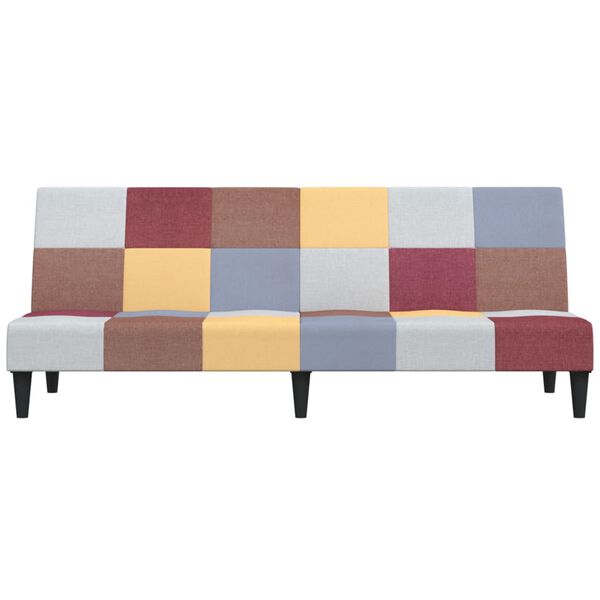 vidaXL 2-miestna rozkladacia pohovka s podnožkou viacfarebn&aacute; l&aacute;tkov&aacute;