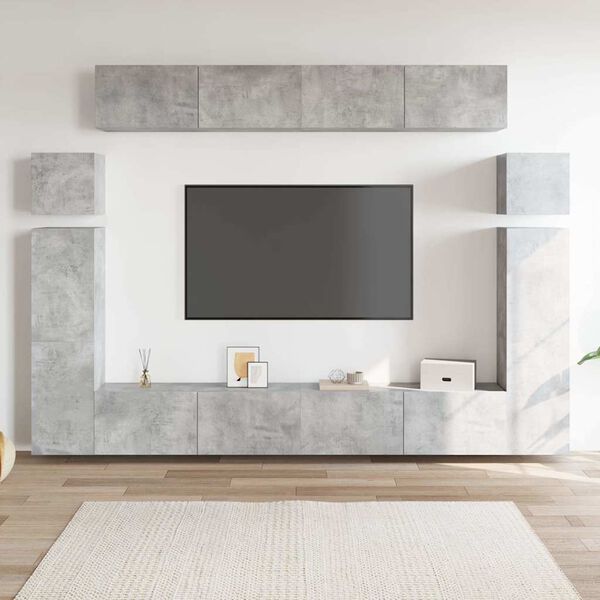 vidaXL 8-dielna s&uacute;prava TV skriniek, bet&oacute;novo siv&aacute;, kompozitn&eacute; drevo