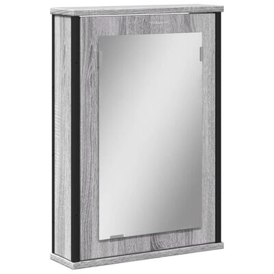 vidaXL Kúpeľ. skrinka so zrkadlom sivá sonoma 42x12x60cm kompoz. drevo