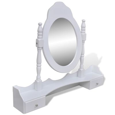 vidaXL Toaletný stolík so zrkadlom a stoličkou, 7 zásuviek, biely