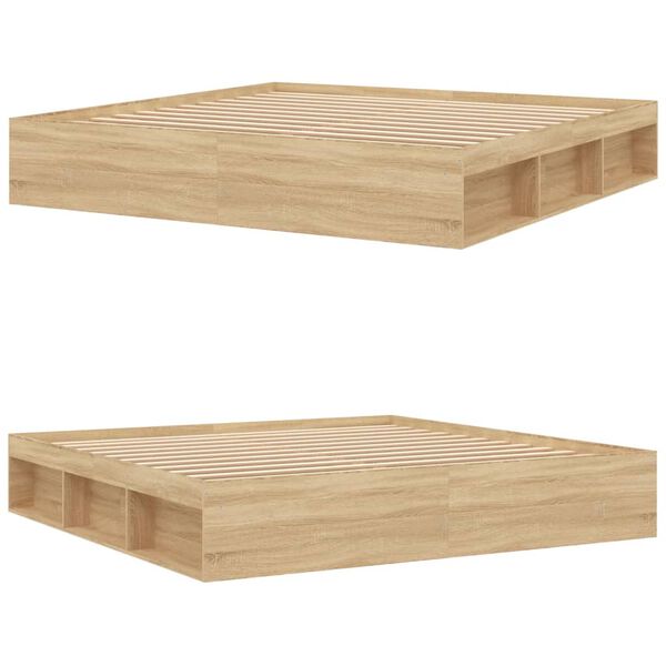 vidaXL Rám postele dub sonoma 200x200 cm