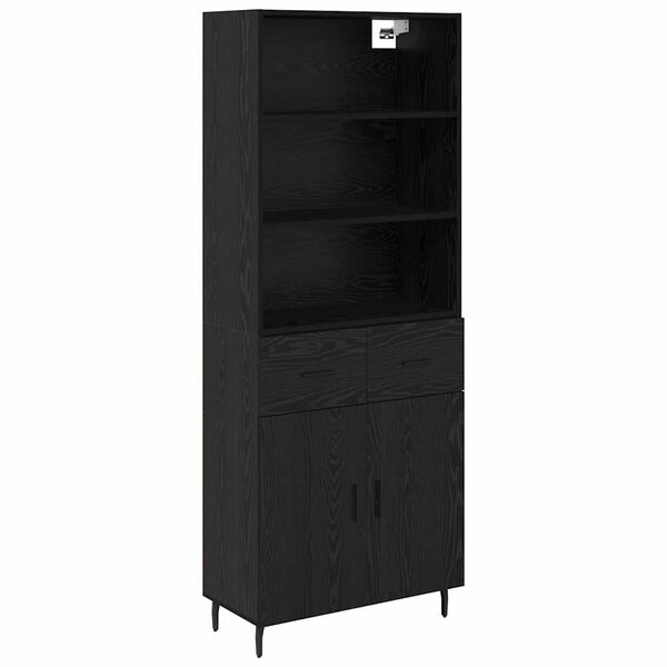 vidaXL Highboard so z&aacute;suvkou Čierny dub 69,5 x 34 x 180 cm