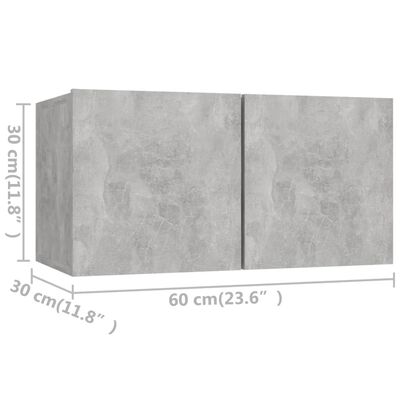 vidaXL 4-dielna súprava TV skriniek betónovo-sivá drevotrieska