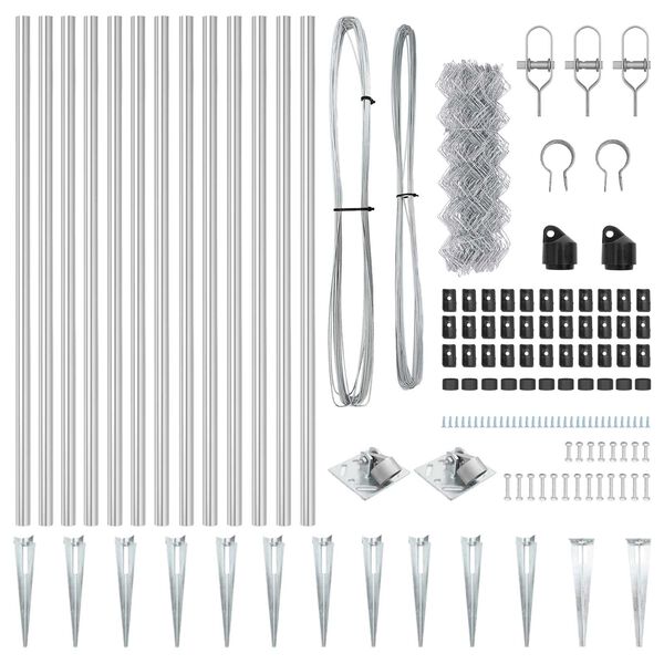 vidaXL Stĺp na plot. Strieborn&aacute; 25 x 0,6 m (sieť 40 x 40 mm) Oceľ