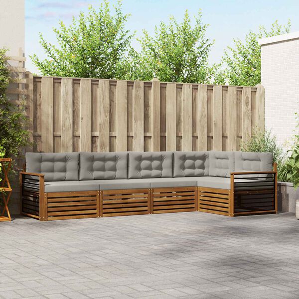 vidaXL Z&aacute;hradn&aacute; s&uacute;prava gaučov s vank&uacute;&scaron;om 5 pcs Pr&iacute;rodn&aacute; a svetlosiv&aacute;