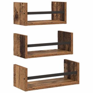 vidaXL Sada n&aacute;stenn&yacute;ch pol&iacute;c 3 ks Star&eacute; drevo 40x16x14cm