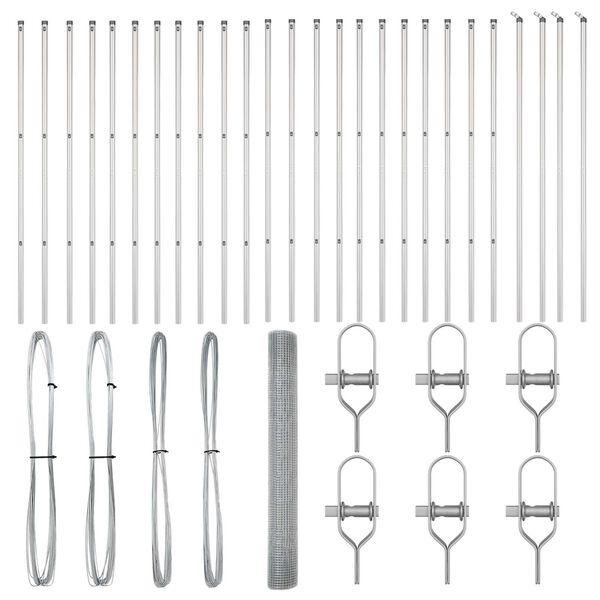 vidaXL Stĺp na plot. Strieborn&aacute; 50 x 1,2 m (12 x 12 mm pletivo) Oceľ