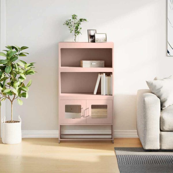 vidaXL Highboard Pink 68x39x123 cm Oceľ
