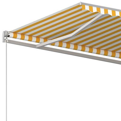 vidaXL Automaticky zaťahovacia markíza so stĺpmi 3,5x2,5 m žlto-biela