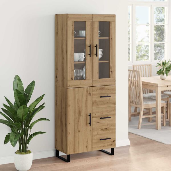 vidaXL Highboard so z&aacute;suvkou 2 pcs Remeseln&yacute; dub Kompozitn&eacute; drevo