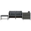 vidaXL 4-dielna záhradná sedacia súprava s podložkami sivá polyratan