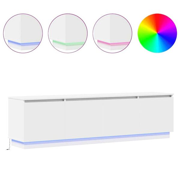 vidaXL TV stolík s LED Biela 180 x 38 x 49 cm Kompozitné drevo