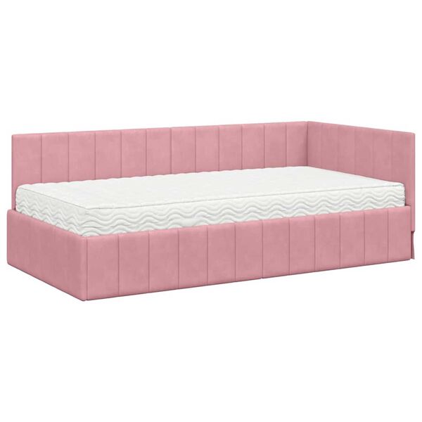 vidaXL Rohový rám postele s matracom s matracmi 2 pcs Sivá Zamat