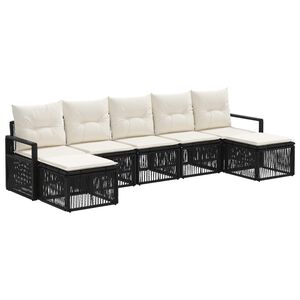 vidaXL S&uacute;prava z&aacute;hradn&yacute;ch pohoviek 7 pcs Čierna polyratan