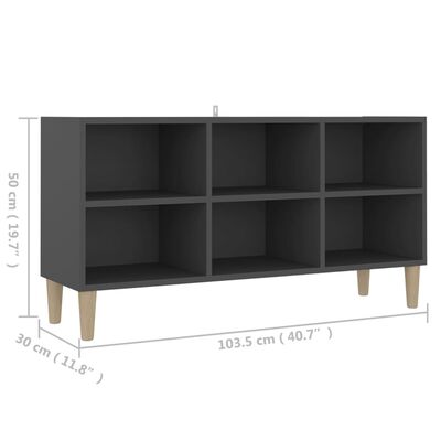 vidaXL TV stolík nohy z masívneho dreva sivé 103,5x30x50 cm