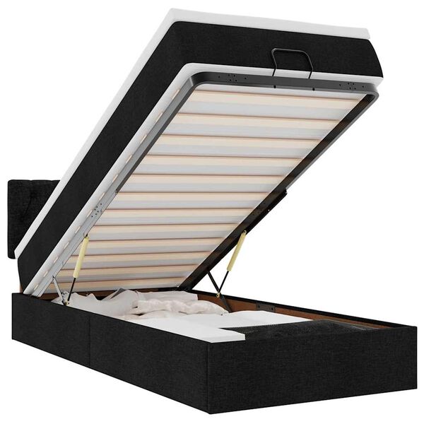 vidaXL Osmansk&aacute; posteľ s matracom a LED čierna 80x200cm l&aacute;tka