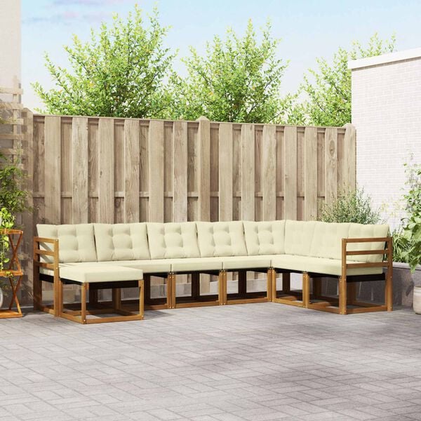 vidaXL Z&aacute;hradn&aacute; s&uacute;prava gaučov s vank&uacute;&scaron;om 8 pcs Pr&iacute;rodn&aacute; a kr&eacute;mov&aacute;