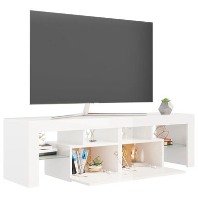 vidaXL TV skrinka s LED svetlami, lesklá biela 140x36,5x40 cm