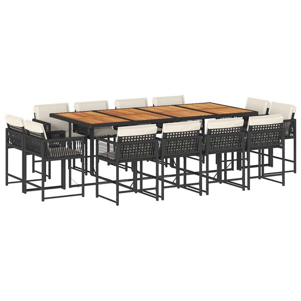 vidaXL 13-dielna z&aacute;hr. jed&aacute;lensk&aacute; s&uacute;prava s vank&uacute;&scaron;mi čierna polyratan