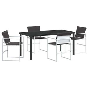 vidaXL Z&aacute;hradn&yacute; jed&aacute;lensk&yacute; set 5 pcs Biela Textil&eacute;n a oceľ